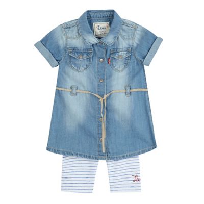 Levi's Baby girls' blue shirt dress and leggings set